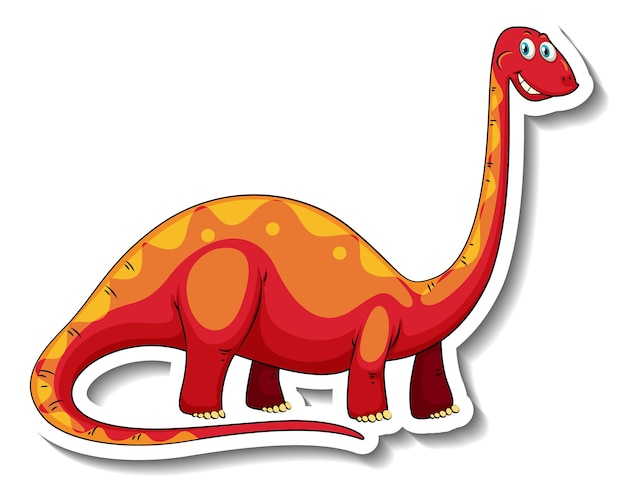 Pegatina personaje de dibujos animados de dinosaurio brachiosaurus