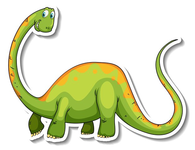 Pegatina Personaje de dibujos animados de dinosaurio Brachiosaurus