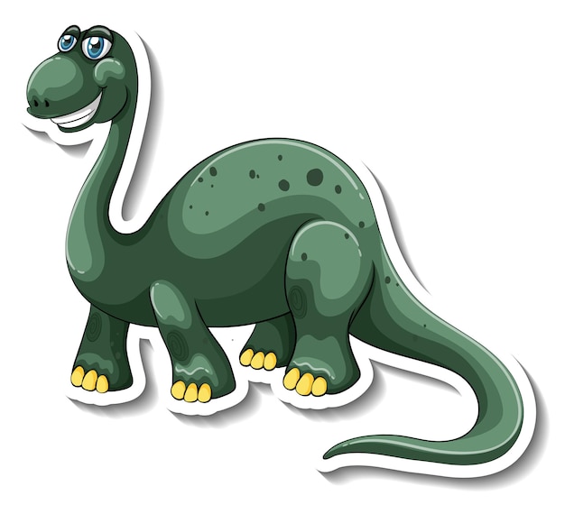 Pegatina Personaje de dibujos animados de dinosaurio Brachiosaurus