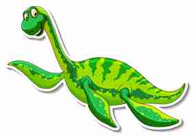 Vector gratuito pegatina personaje de dibujos animados de dinosaurio elasmosaurus