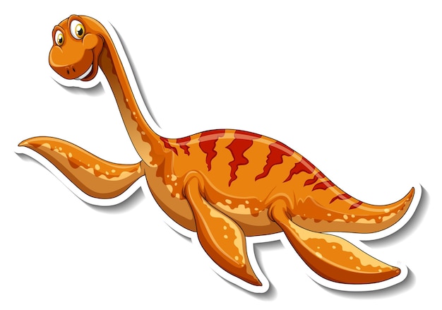 Pegatina Personaje de dibujos animados de dinosaurio Elasmosaurus