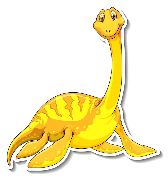 Pegatina personaje de dibujos animados de dinosaurio elasmosaurus