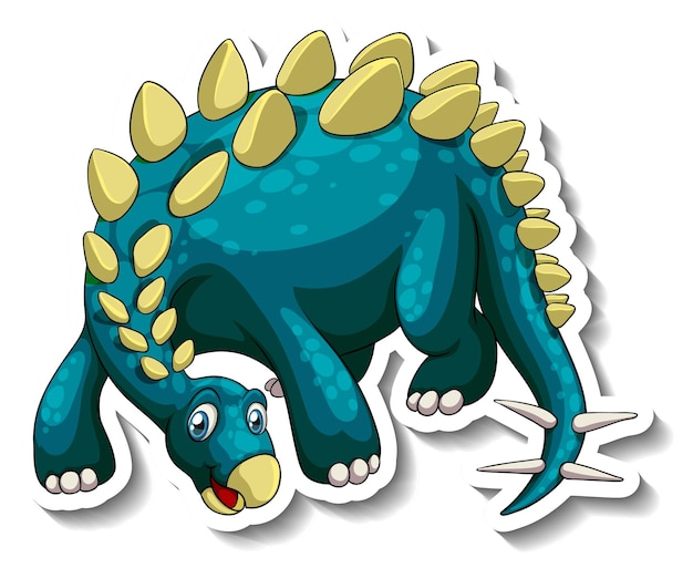 Pegatina personaje de dibujos animados de dinosaurio estegosaurio