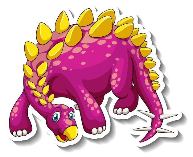 Pegatina personaje de dibujos animados de dinosaurio estegosaurio