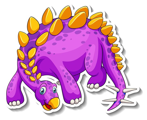 Pegatina personaje de dibujos animados de dinosaurio estegosaurio