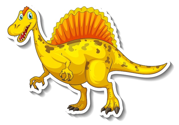 Vector gratuito pegatina personaje de dibujos animados de dinosaurio spinosaurus