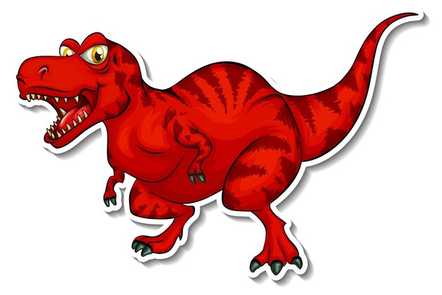 Pegatina Personaje de dibujos animados de dinosaurio tiranosaurio