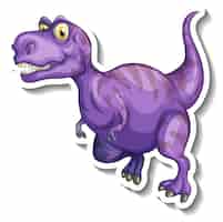 Vector gratuito pegatina personaje de dibujos animados de dinosaurio tiranosaurio