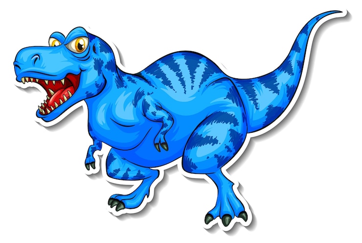 Vector gratuito pegatina personaje de dibujos animados de dinosaurio tiranosaurio