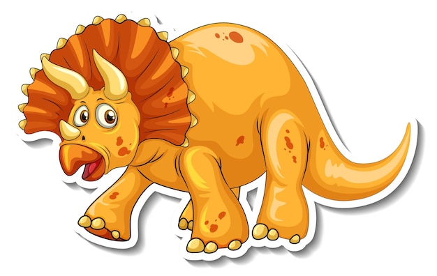 Pegatina Personaje de dibujos animados de dinosaurio Triceratops