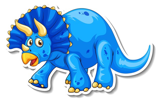 Pegatina Personaje de dibujos animados de dinosaurio Triceratops