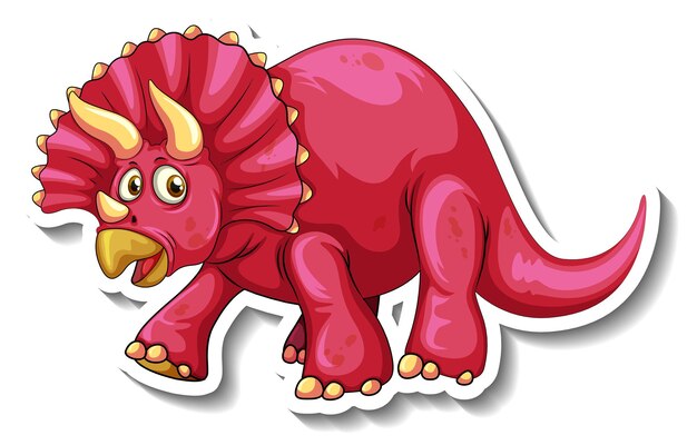 Pegatina Personaje de dibujos animados de dinosaurio Triceratops