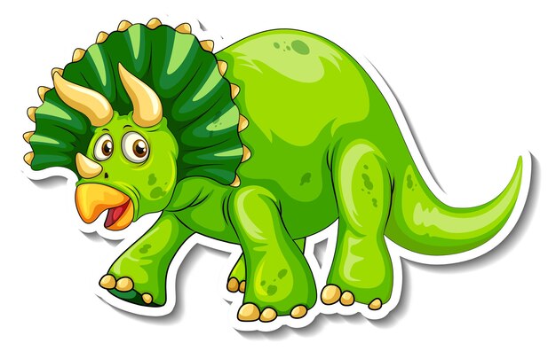 Pegatina Personaje de dibujos animados de dinosaurio Triceratops