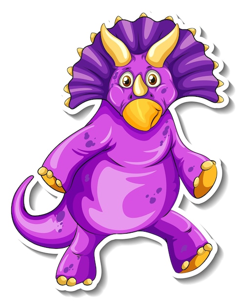 Pegatina Personaje de dibujos animados de dinosaurio Triceratops