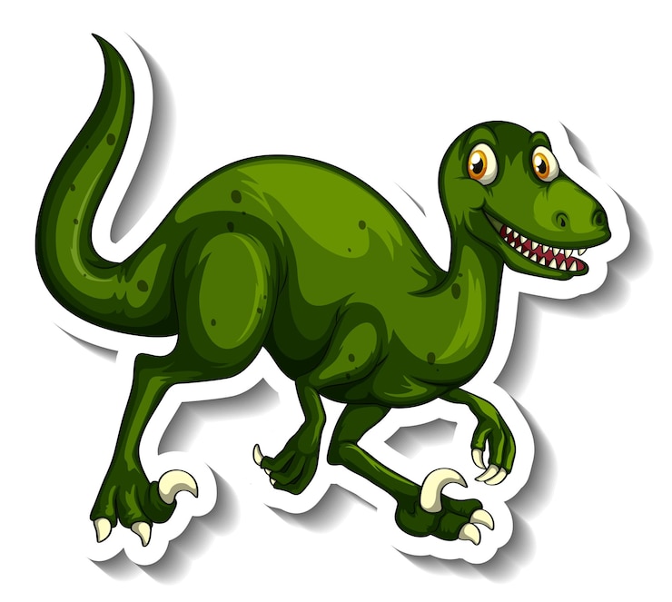 Vector gratuito pegatina personaje de dibujos animados de dinosaurio velociraptor