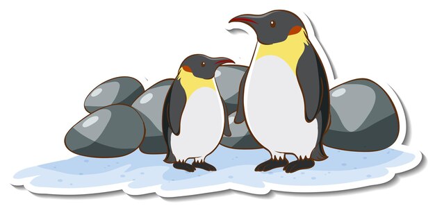 Pegatina de personaje de dibujos animados de dos pingüinos