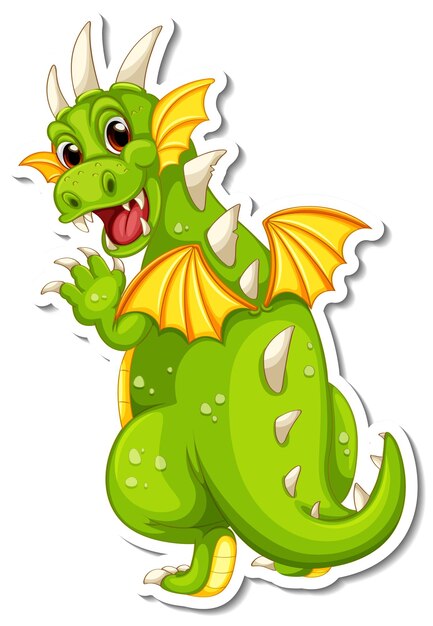 Pegatina personaje de dibujos animados del dragón verde