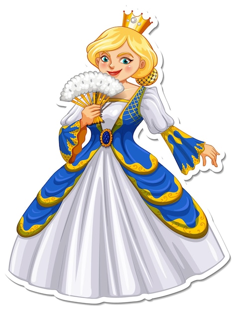 Pegatina personaje de dibujos animados hermosa reina