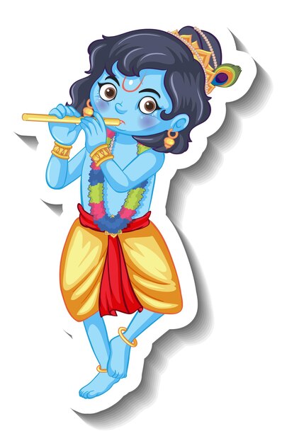 Pegatina personaje de dibujos animados de Lord Krishna kid