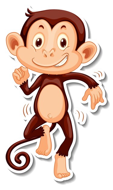 Pegatina personaje de dibujos animados mono