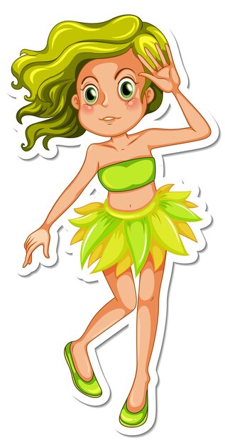 Pegatina personaje de dibujos animados de niña pequeña elfa