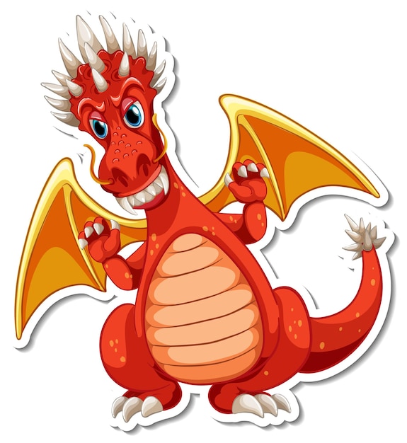 Vector gratuito pegatina personaje de dibujos animados red dragon