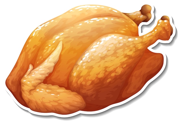 Pegatina de pollo frito sobre fondo blanco.