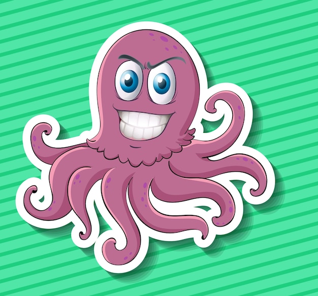 Vector gratuito pegatina de pulpo morado