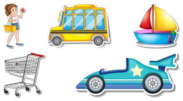 Pegatinas aleatorias con objetos transportables de vehículos.