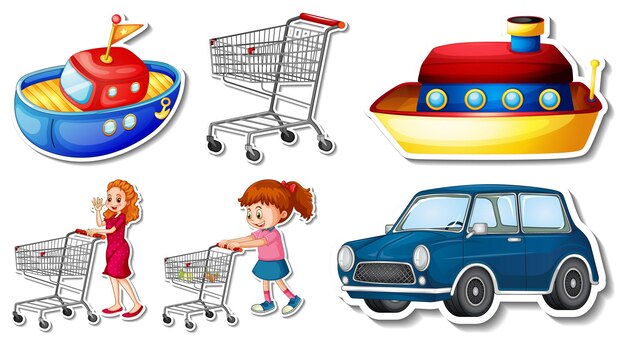 Pegatinas aleatorias con objetos transportables de vehículos.