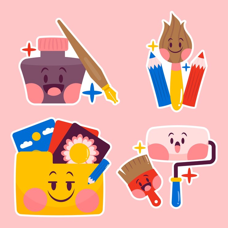 Vector gratuito pegatinas de arte infantil