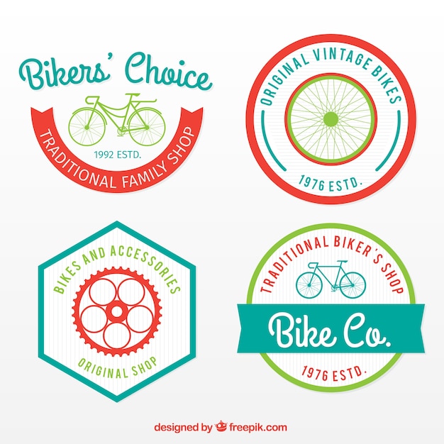 Vector gratuito pegatinas de bicis decorativas bonitas de colores