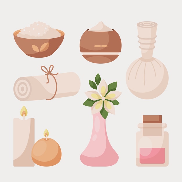 Pegatinas de bienestar y spa de diseño plano
