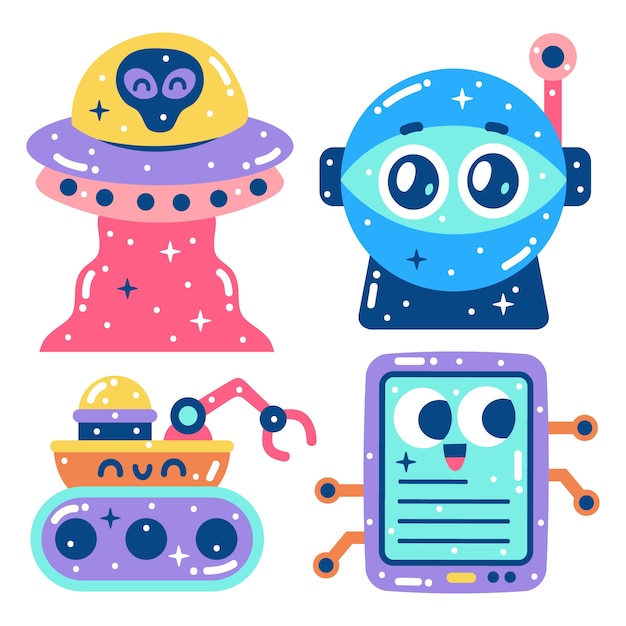 Pegatinas brillantes de ciencia ficción