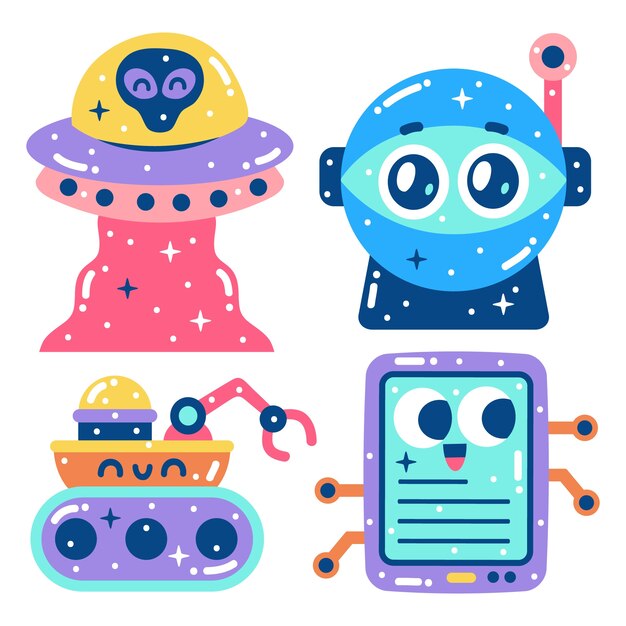 Pegatinas brillantes de ciencia ficción