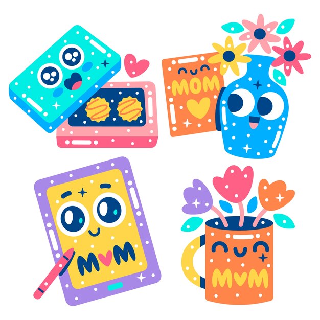 Pegatinas brillantes del día de la madre
