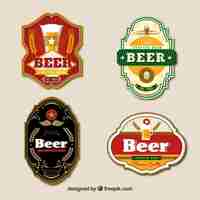 Vector gratuito pegatinas de cerveza en estilo vintage