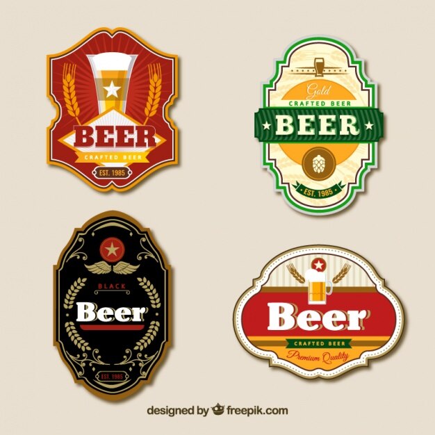 Pegatinas de cerveza en estilo vintage