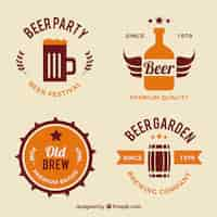 Vector gratuito pegatinas de cerveza en estilo vintage