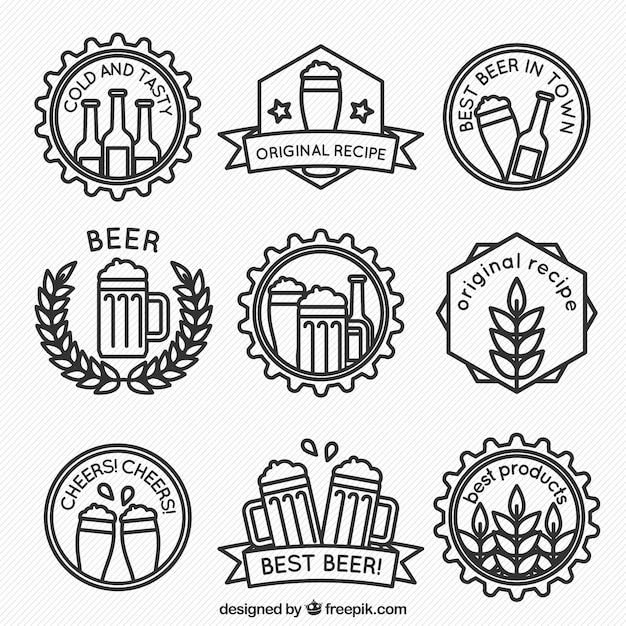 Vector gratuito pegatinas de cerveza minimalistas