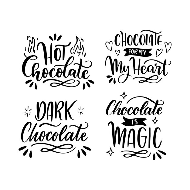 Pegatinas de chocolate con letras negras