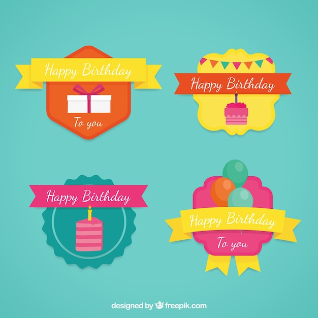 Vector gratuito pegatinas coloridas de cumpleaños