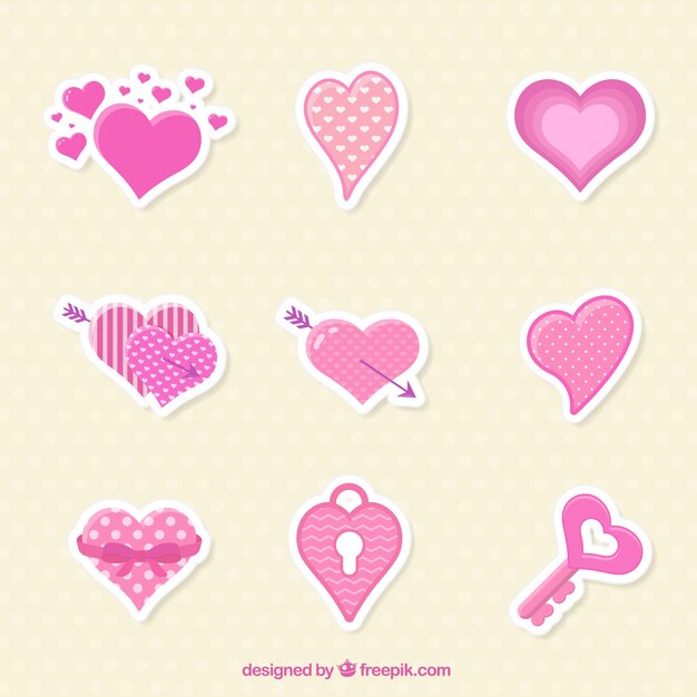 Pegatinas de corazones decorativos con diferentes diseños