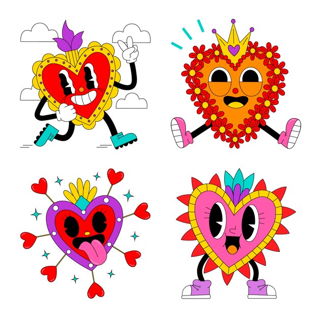 Pegatinas de corazones mexicanos ácidos