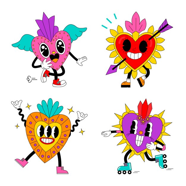 Pegatinas de corazones mexicanos ácidos
