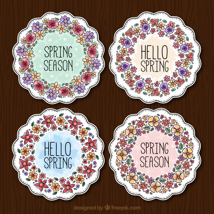 Vector gratuito pegatinas de decoración floral de acuarela