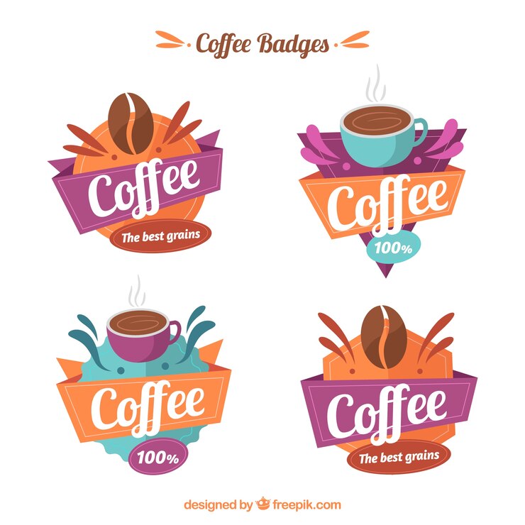 Vector gratuito pegatinas decorativas de café