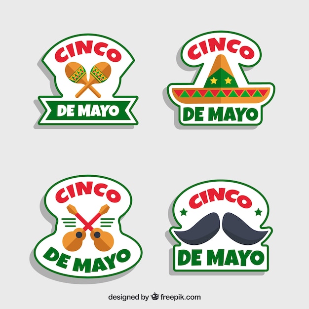 Vector gratuito pegatinas decorativas de cinco de mayo