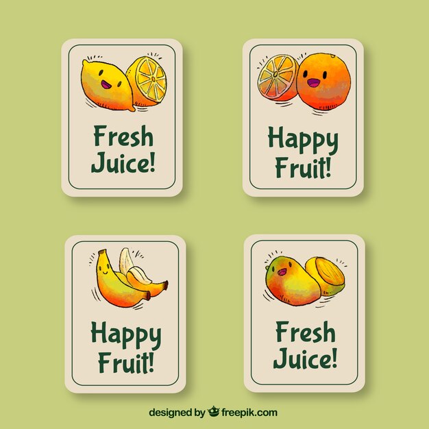 Pegatinas decorativas con personajes de fruta sonrientes