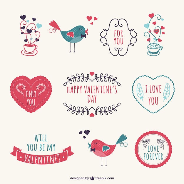 Vector gratuito pegatinas de día de los enamorados